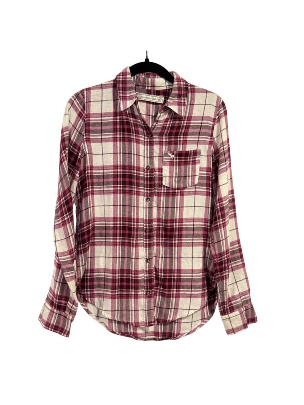 Abercrombie & Fitch Plaid Flannel Pink Cream Women's Size XS